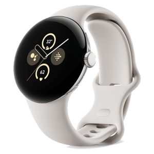 ساعت هوشمند گوگل پیکسل ۲ | Google Pixel Watch 2 رنگ نقره‌ای با بند کرم