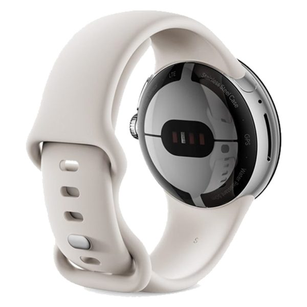 ساعت هوشمند گوگل پیکسل | Google Pixel Watch رنگ نقره‌ای با بند کرم