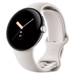 ساعت هوشمند گوگل پیکسل | Google Pixel Watch رنگ نقره‌ای با بند کرم