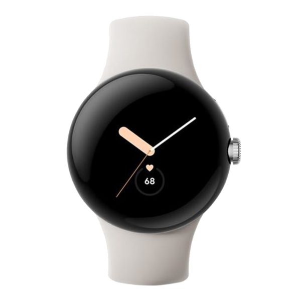 ساعت هوشمند گوگل پیکسل | Google Pixel Watch رنگ نقره‌ای با بند کرم