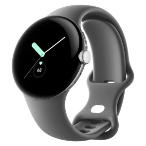 ساعت هوشمند گوگل پیکسل | Google Pixel Watch رنگ نقره‌ای با بند خاکستری