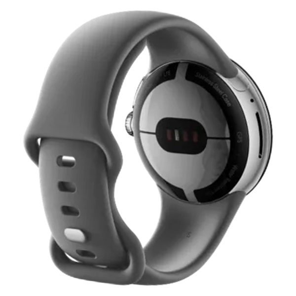 ساعت هوشمند گوگل پیکسل | Google Pixel Watch رنگ نقره‌ای با بند خاکستری