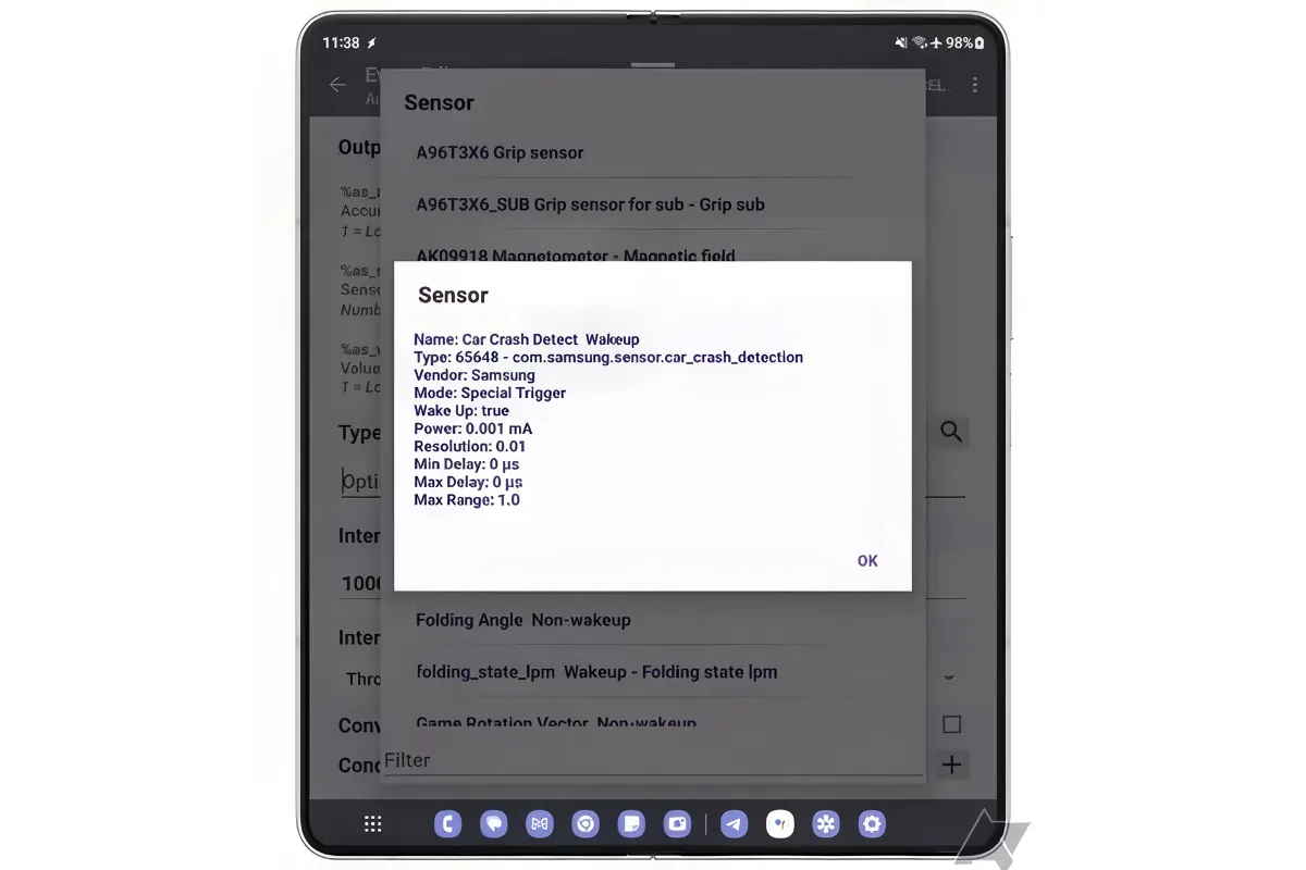 samsung car crash detection