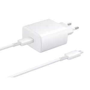 شارژر دیواری سامسونگ 45W دو پین مدل EP-TA845 توان 45 وات به همراه کابل تایپ سی
