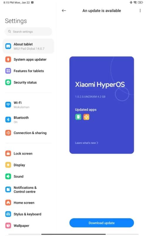 xiaomi pad 6 hyperos update