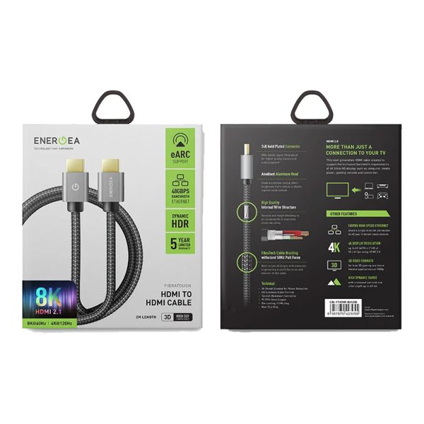 کابل HDMI به HDMI دو متری انرژیا ENERGEA مدل FibraTough CBL-FTHDMI8K-BLK200 کیفیت ۸K