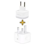 آداپتور 20W سه پین تایپ C اورجینال اپل به همراه تبدیل سه به دو برق هادرون