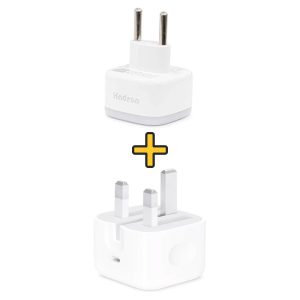 آداپتور 20W سه پین تایپ C اورجینال اپل به همراه تبدیل سه به دو برق هادرون