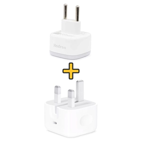 آداپتور 20W سه پین تایپ C اورجینال اپل به همراه تبدیل سه به دو برق هادرون
