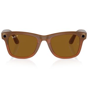 عینک هوشمند ری بن متا | RAY BAN | META Wayfarer مدل Shiny Caramel Transparent - Polar Brown