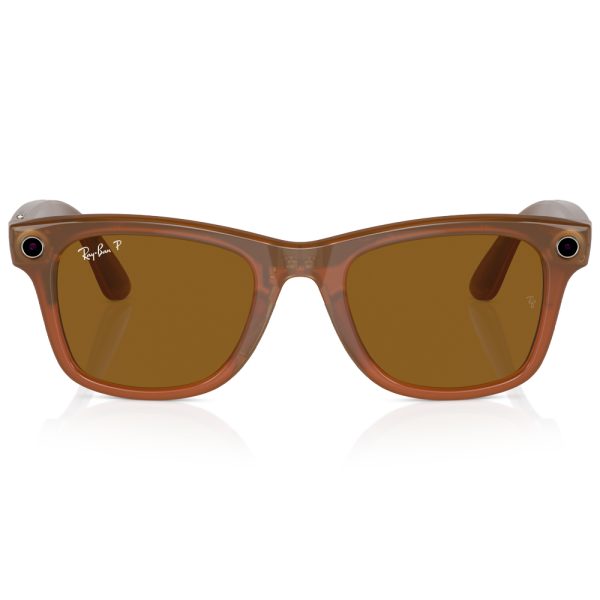 عینک هوشمند ری بن متا | RAY BAN | META Wayfarer مدل Shiny Caramel Transparent - Polar Brown