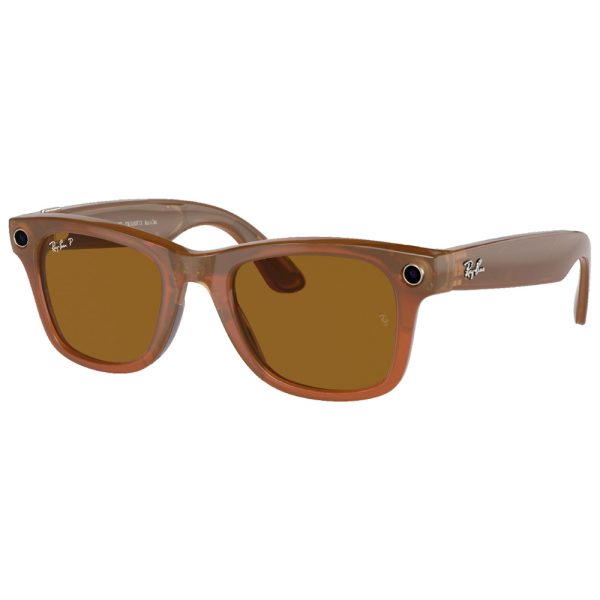 عینک هوشمند ری بن متا | RAY BAN | META Wayfarer مدل Shiny Caramel Transparent - Polar Brown