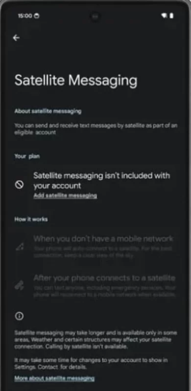 android satellite messaging sett