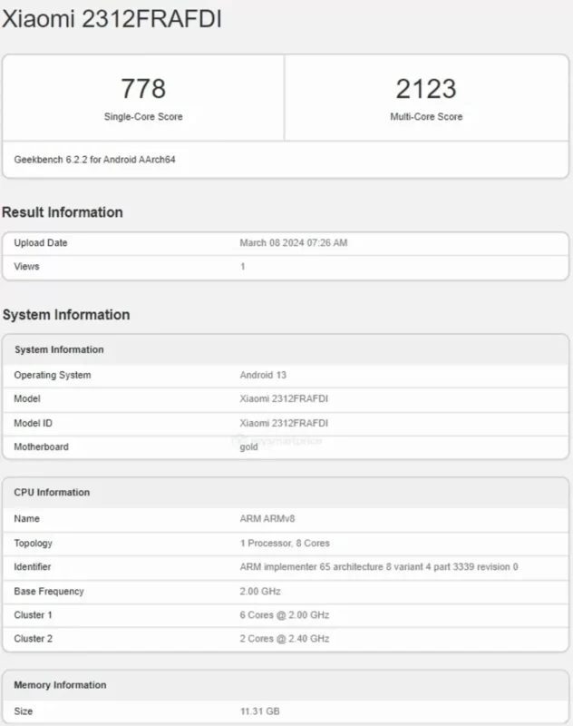 poco neo x6 5g geekbench scores