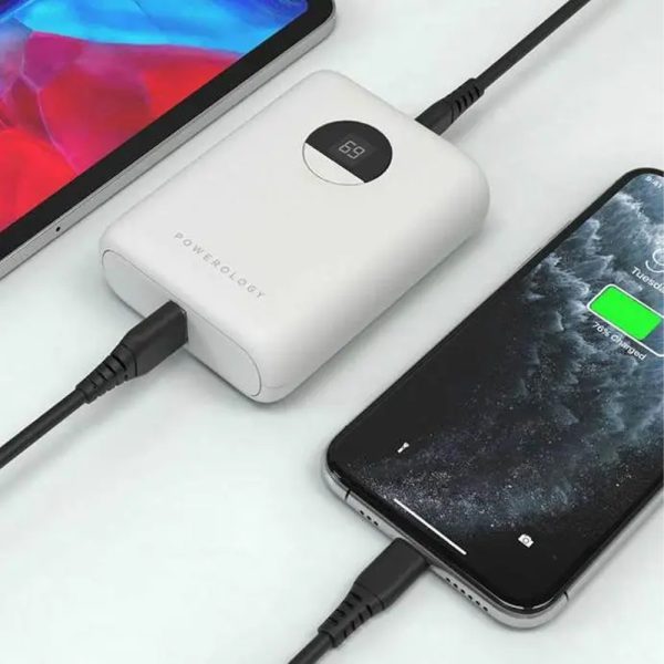 پاوربانک ۱۰۰۰۰ پاورولوژی مدل Powerology Ultra-Compact PD Power Bank-20W سفید