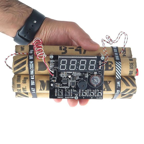 ساعت رومیزی طرح دینامیت Dynamite alarm clock رنگ خاکی