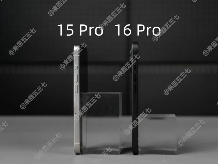 iphone 16 pro frame left render beside iphone 15 pro