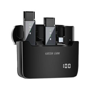میکروفون بی سیم یقه‌ای گرین لاین Green Lion مدل 2 در 1 DIGITAL DISPLAY Microphone تایپ سی