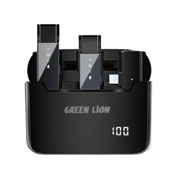 میکروفون بی سیم یقه‌ای گرین لاین Green Lion مدل 2 در 1 DIGITAL DISPLAY Microphone لایتنینگ