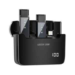 میکروفون بی سیم یقه‌ای گرین لاین Green Lion مدل 2 در 1 DIGITAL DISPLAY Microphone لایتنینگ