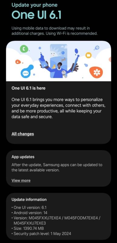 galaxy m04 one ui 61 update