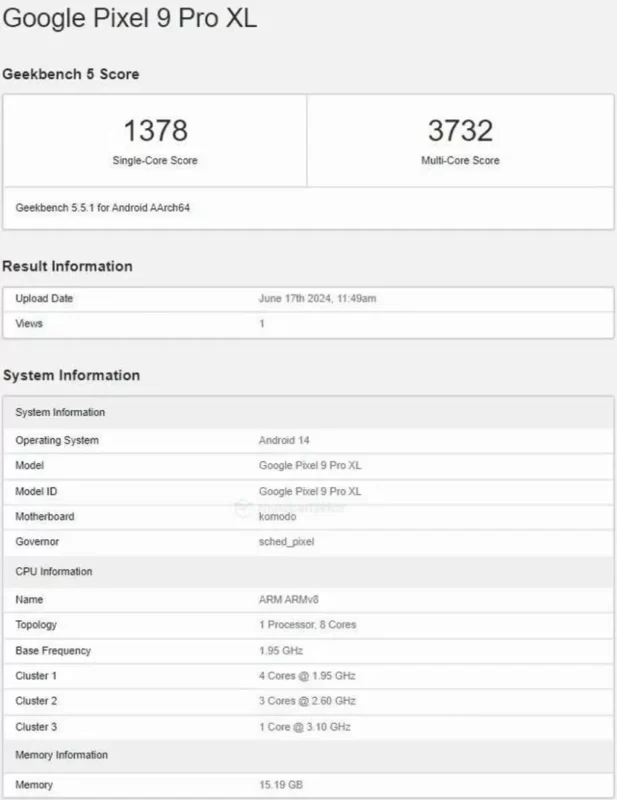 google pixel 9 pro xl benchmark 1