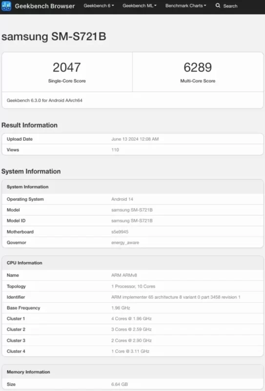 samsung galaxy s24 fe geekbench