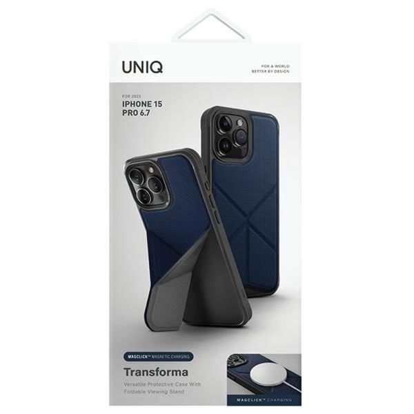 قاب آیفون 15 پرو مکس برند یونیک Uniq Transforma Magclick Case iPhone 15 Pro Max آبی