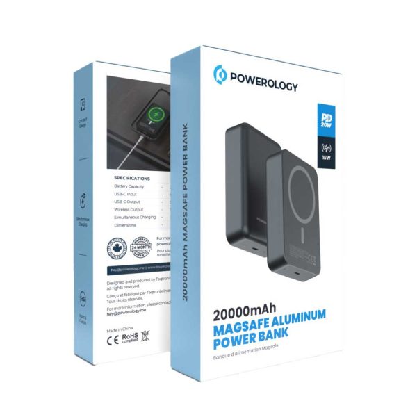 پاوربانک 20000 میلی آمپری 15 واتی وایرلس شارژ مگ سیف پاورولوژی مدل Powerology PPBCHA33