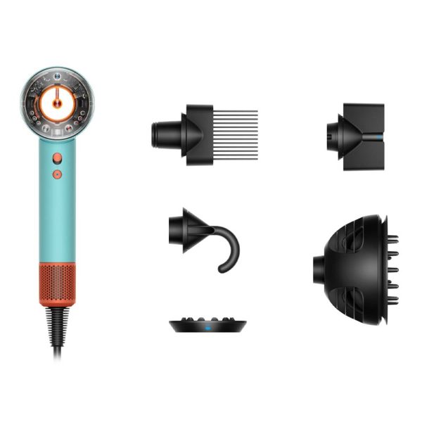 سشوار هوشمند دایسون مدل Dyson Supersonic Nural HD16-Ceramic Patina/Topaz (سرامیک فیروزه‌ای/نارنجی) با گارانتی ۲۴ ماه