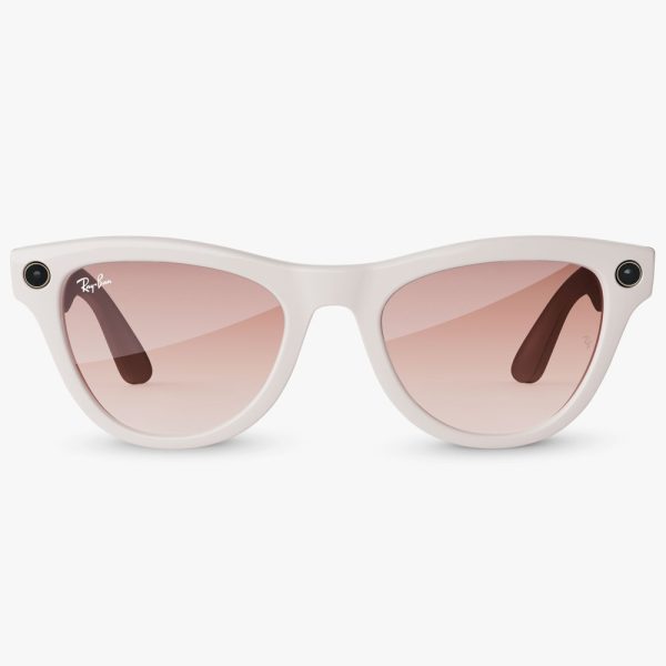 عینک هوشمند ری بن متا | RAY BAN | META SKYLER مدل Shiny Chalky Gray - Gradient Cinnamon Pink