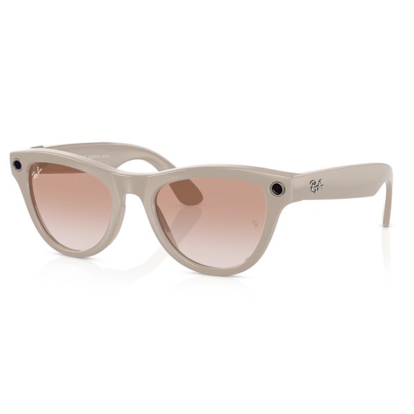 عینک هوشمند ری بن متا | RAY BAN | META SKYLER مدل Shiny Chalky Gray - Gradient Cinnamon Pink