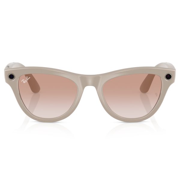 عینک هوشمند ری بن متا | RAY BAN | META SKYLER مدل Shiny Chalky Gray - Gradient Cinnamon Pink