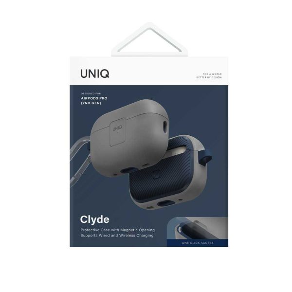 کاور ایرپاد پرو ۲ یونیک UNIQ CLYDE AIRPODS PRO 2ND GEN LOCK CASE رنگ طوسی-آبی