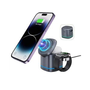 شارژر وایرلس ۳ کاره UMXA رنگ مشکی 3in1 Magnetic Wireless Charger Stand