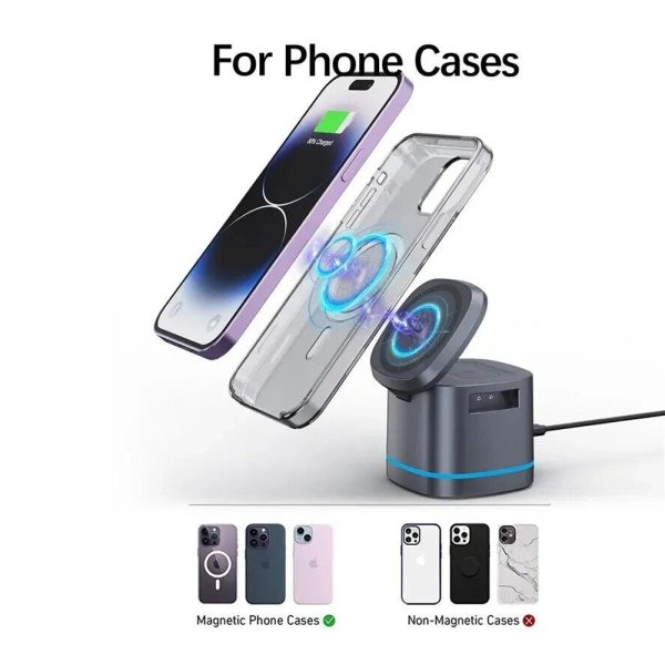 شارژر وایرلس ۳ کاره UMXA رنگ مشکی 3in1 Magnetic Wireless Charger Stand