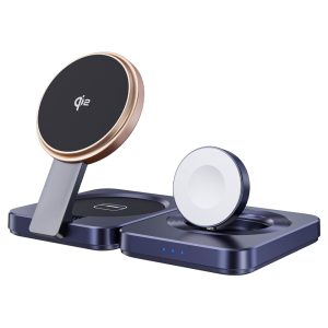 شارژر وایرلس ۳ کاره تاشو برند Choetech رنگ بنفش مدل T636-F