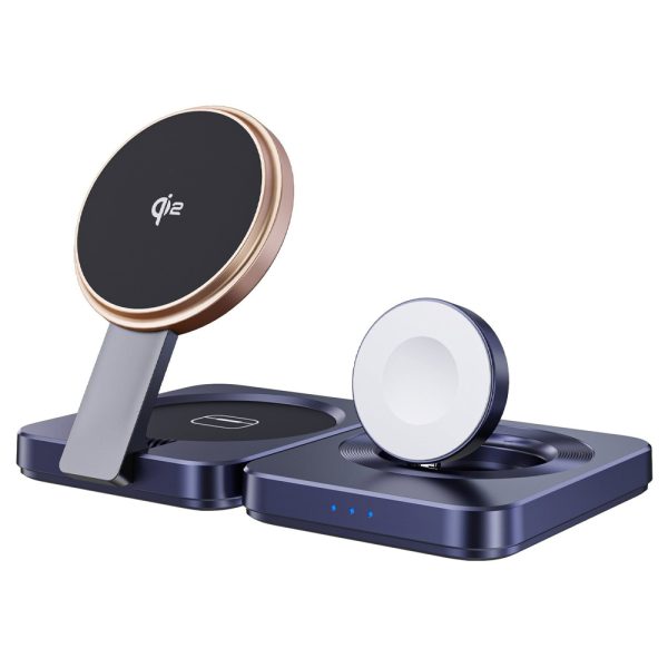 شارژر وایرلس ۳ کاره تاشو برند Choetech رنگ بنفش مدل T636-F