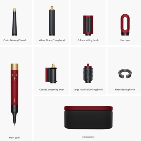 حالت دهنده مو دایسون مدل Dyson Airwrap i.d. HS08 (Red Velvet/Gold زرشکی/طلایی)