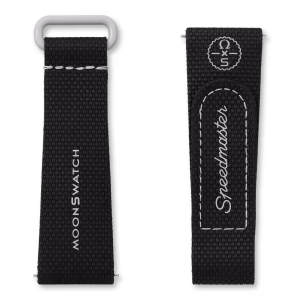 بند ساعت اُمگا سواچ رنگ مشکی مدل Moonswatch Rubber BLACK/BLACK سایز مدیوم