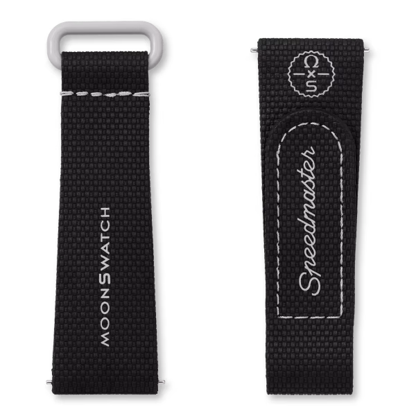 بند ساعت اُمگا سواچ رنگ مشکی مدل Moonswatch Rubber BLACK/BLACK سایز مدیوم