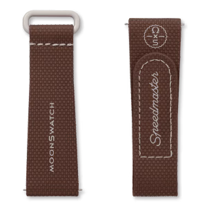 بند ساعت اُمگا سواچ رنگ قهوه‌ای بژ مدل Moonswatch Rubber BROWN/BEIGE سایز مدیوم