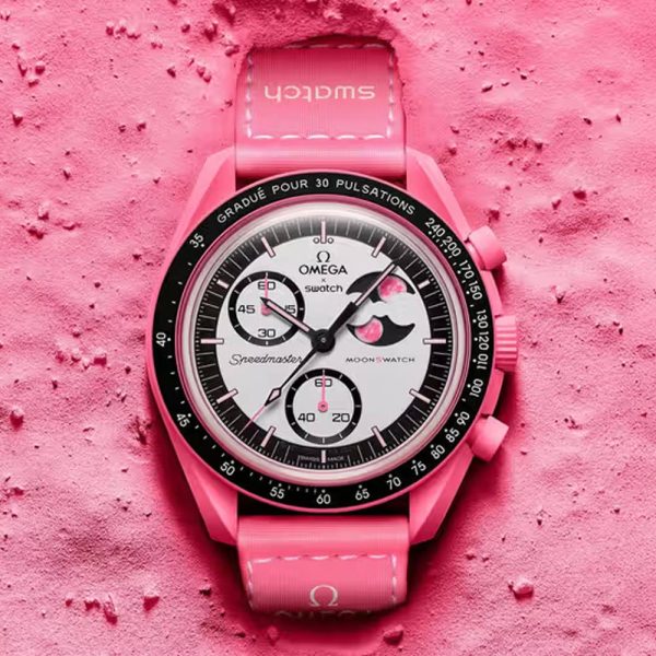 ساعت امگا سواچ مدل MISSION TO THE PINK MOONPHASE SO33P700
