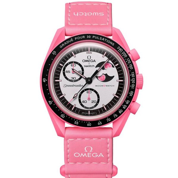 ساعت امگا سواچ مدل MISSION TO THE PINK MOONPHASE SO33P700
