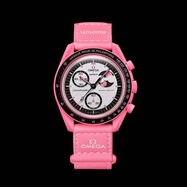 ساعت امگا سواچ مدل MISSION TO THE PINK MOONPHASE SO33P700