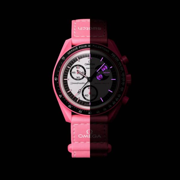 ساعت امگا سواچ مدل MISSION TO THE PINK MOONPHASE SO33P700