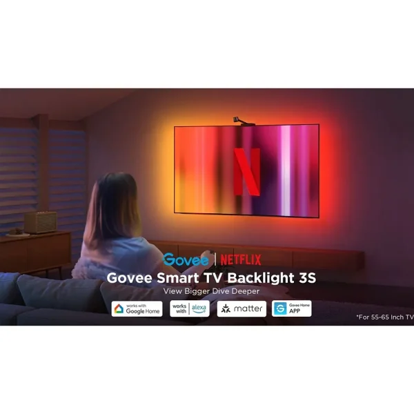 نور پس زمینه هوشمند تلویزیون ۵۵ اینچ تا ۶۵ Govee Smart TV Backlight 3S