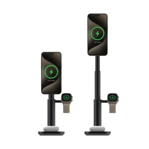 استند وایرلس شارژر رو میزی سه در یک برند mophie مدل Extendable Stand with MagSafe