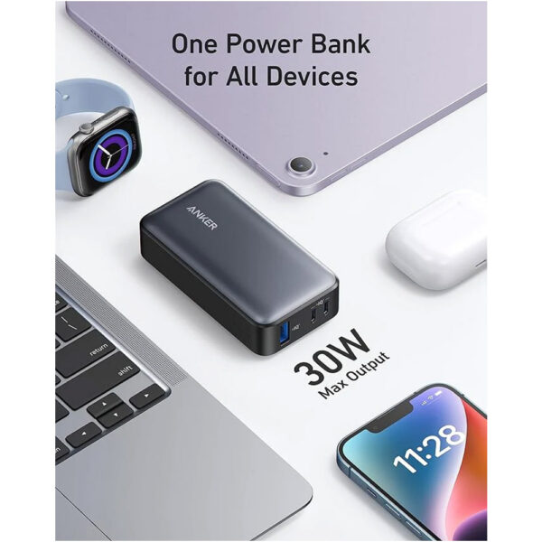 پاوربانک 10000 میلی آمپر 30 وات انکر مدل A1256 Anker Pocket-Sized Power Boost رنگ مشکی