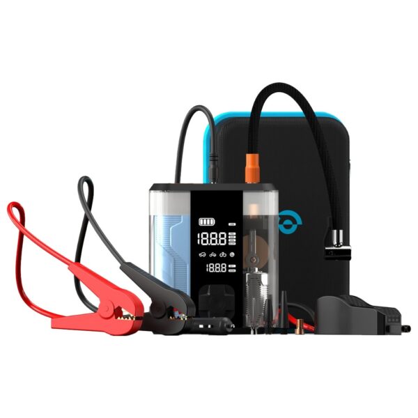 کمپرسور هوای پاورولوژی مدل Jump Start با ظرفیت ۸۸۰۰ میلی‌آمپر ساعت - شفاف